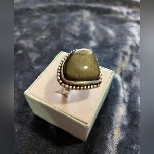 SOLD!!! Handcrafted Black Sheen Obsidian Teardrop Ring (8)